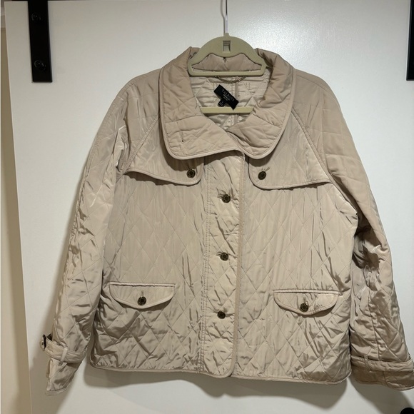 Talbots Quilted Barn Jacket Khaki PL - Picture 1 of 12